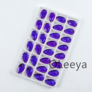 Strass à coudre en verre de qualité 3A OLeeya, couleur velours violet, cristaux de décoration en forme de poire pour justaucorps et robes de danse - Product Image 2