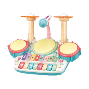 Instruments de musique Jouets-5 en 1 Piano électronique pour enfants <span class=keywords><strong>Clavier</strong></span> <span class=keywords><strong>Xylophone</strong></span> Batterie avec lumières et 2 microphones - Product Image 3