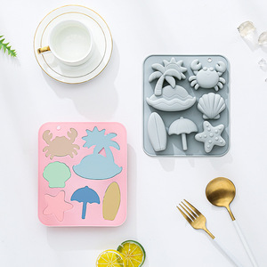 6-Cavity <b>Beach</b> Theme Nonstick Silicone Cake Molds Food-Grade Reusable Cute Silicone Magnetic Chocolate, Candy & Ice DIY Mold - Product Image 2