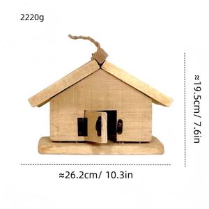Casa para Pájaros y Comedero para Pájaros Hechos a Mano con Madera de Tronco, Nido Colgante Natural para Colibríes y Mascotas (Hámsteres) para Jardín Exterior - Product Image 6