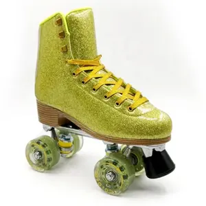 वयस्कों के लिए नया डिज़ाइन गोल्डन टाइप थोक अनुकूलित फ्लैशिंग रोलर क्वाड स्केट आउटडोर स्पोर्ट रोलर स्केट