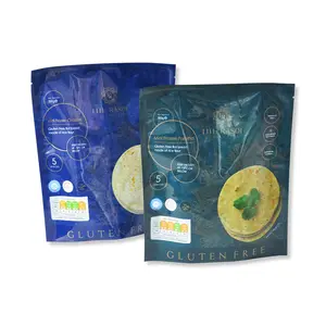 Custom printing candy cookie pie frozen food packaging bags glossy material finish three side sealing plastic mylar bags