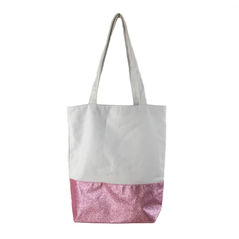 Quality fashion women shopping tote bags customized with glitter bottom and inner pocket