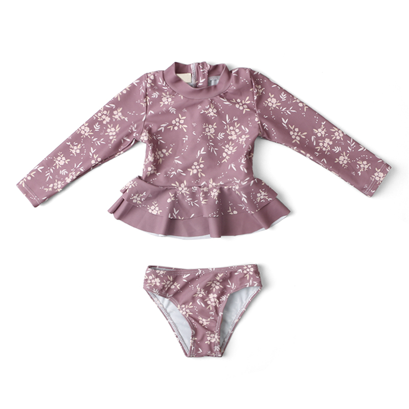 Высококачественная одежда для плавания, Модный Купальник из двух предметов на молнии, купальник с цветочным принтом