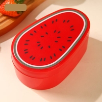 Herbruikbare plastic opbergdoos voor fruit in de vorm van avocado, ui, citroen en tomaat. Plastic bewaardoos voor verse voedsel in de koelkast.