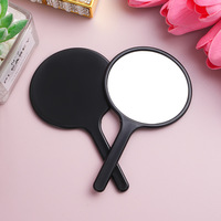 Miroir de maquillage rond à main, en plastique de couleur unie, miroir cosmétique portable avec poignée pour femmes