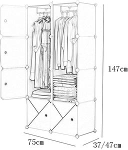 Casa de bricolaje de plástico de PP de cubo armario organizador de almacenamiento muebles de dormitorio armario - Product Image 2