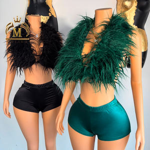 2025 nuovi arrivi pantaloncini da donna <span class=keywords><strong>Sexy</strong></span> Set Top e Shorts in pelliccia sintetica 2 pezzi Set da donna <span class=keywords><strong>Sexy</strong></span> due pezzi in pelliccia - Product Image 1