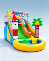 Tobogán Acuático Inflable de PVC AIER, Diseño de Barco Pirata, Temática Deportiva, Ecológico, Uso Comercial, Juego Acuático Infantil para Exteriores, Venta al Por Mayor de Fábrica