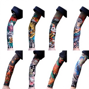 [Imperceptible y Ultrafino] <span class=keywords><strong>Manga</strong></span> de Tatuaje Hiperrealista Floral para Brazo, Protección Solar Casual para Hombre, Nylon/Cachemira - Product Image 1