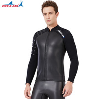 Combinaison de plongée en néoprène imperméable à fermeture éclair sur la poitrine de 3 mm, veste de surf unisexe à manches longues, extensible, peau lisse