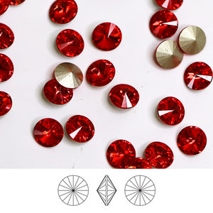 Cristales de Cristal K9 Rivoli Light Siam 3D Ecológicos de Paso Sico para Coser, con Reverso Puntiagudo, para Bolsos, Prendas y Zapatos - Product Image 2