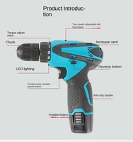 Perceuse électrique sans fil à mandrin auto-serrant, marteau perforateur à vitesse variable, batterie lithium 2,6 Ah, outils incluant un support OEM