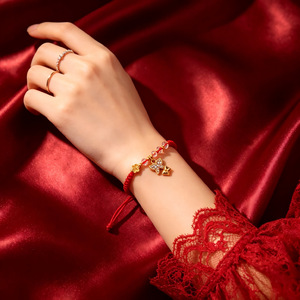 Pulsera de Hilo Rojo de <span class=keywords><strong>la</strong></span> Suerte, 10 Estilos, con Dijes de Oro y Diamantes de Imitación, Ajustable, Hecha a Mano, Amuleto de Año Nuevo - Product Image 2