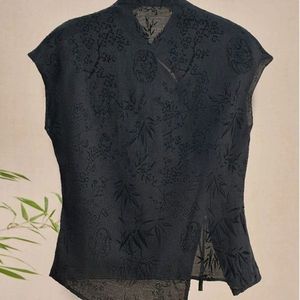 Nueva Blusa Cheongsam de Estilo Nacional <span class=keywords><strong>Chino</strong></span>, Satén Jacquard, Hombros Regulares, Manga Corta, con Botones, para <span class=keywords><strong>Mujer</strong></span>, Verano - Product Image 4