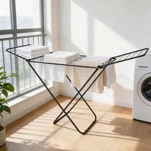 Tendedero Plegable de Una Sola Capa con Alas Ajustables, Ahorra Espacio, Soporte Multifuncional para Ropa y Toallas - Product Image 4