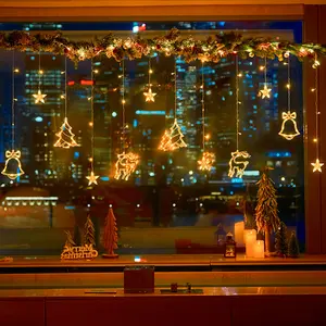 Twinkle Star 138 LEDs Curtain 11.5FT Christmas Decoration Window Fairy String Lights USB And Battery Powered For Indoor Window