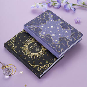 Carnet de notes A5 en cuir PU Premium Purple Star Inspiration et Black Sun Power avec points dorés pour l'écriture créative - Product Image 3
