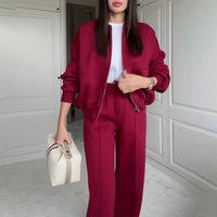 Ensemble Deux Pièces Polyvalent de Sportswear Féminin : Sweat Bomber Zippé Tendance 2024 ou Pantalon Taille Haute Élastique pour Femme