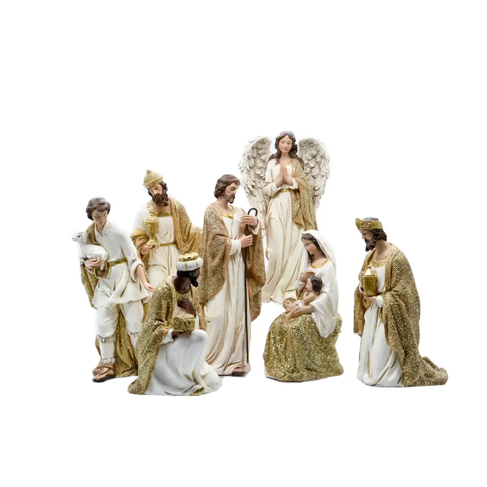 7 pièces Résine Religieuse Nativité Figurine Ensemble