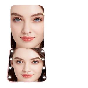 Miroir de poche portable avec logo personnalisé, miroir de maquillage compact pliable de voyage avec lumière LED, grossissement 2X, miroir LED - Product Image 2