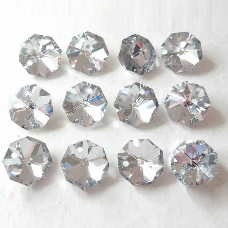 Silver Octagon Chandelier Crystals Beads 14ミリメートルMH-12752