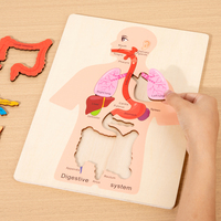 Puzzle pembelajaran Organ manusia kustom bagian tubuh blok Cognition permainan papan yang cocok mainan pendidikan untuk anak laki-laki perempuan