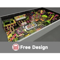 Équipement de terrain de jeu intérieur sur mesure, écologique et durable, parc de trampolines avec décor thématique, capacité de 300 kg, taille personnalisable