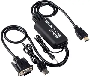 New VGA to HDMI Cable VGA to HDMI Adapter Cable with Audio for Connecting Old PC Laptop with a VGA Output to New Monitor Display