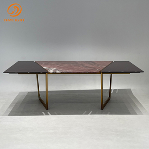 Ensemble de <span class=keywords><strong>table</strong></span> à manger rectangulaire en acier inoxydable 304, <span class=keywords><strong>3</strong></span> <span class=keywords><strong>mètres</strong></span>, <span class=keywords><strong>table</strong></span> à manger longue pour salle à manger, combinaison étroite, marbre de luxe, <span class=keywords><strong>table</strong></span> à manger extra longue - Product Image 2