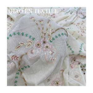 Tela de Terciopelo Elástico de Alta Gama, Tejido de Punto Resistente, Lentejuelas Tridimensionales, Bordado en Tubo, Vestidos, Cheongsams, Bolsos de Baile - Product Image 5