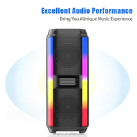 ZQS42101 Nouvelle enceinte tour de karaoké sans fil Bluetooth avec double woofer stéréo de 4 pouces, éclairage RGB, basses HIFI, pour fêtes en extérieur