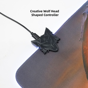 Custom Anime Design Desk <b>Mat</b> Custom Logo XXL LED Keyboard Mousepad Large Extended RGB Gaming Mouse Pad with Wolf Head Controller - Product Image 2