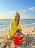 Cape à capuche pour enfants en microfibre ultra douce, écologique, imprimée de dessins animés, séchage rapide, respirante, avec logo, pour la plage