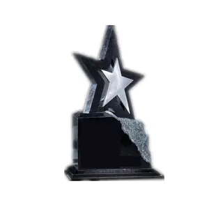 大理石底座上的小型定制设计玻璃石金属新星奖奖杯