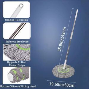 Magic Absorbent Dry and Wet Twist Round Mops Rotating Self-twisting Microfiber Mop Cleaning for Home Floor Clean - Product Image 3