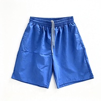 Short de bain pour homme à séchage rapide, bleu uni, avec cordon de serrage, short de plage décontracté, taille élastique, coupe ample, short de surf d'été, vente en gros personnalisée