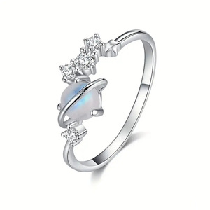 Anello Cosmic Planet per donna, gioiello geometrico lucido da indossare sul dito, accessorio di moda per tutti i giorni - Product Image 1