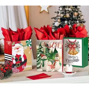 Bolsas de regalo navideñas de lujo con asa, muestra gratuita, personalizadas con Papá Noel, para fiestas navideñas, con asa. - Product Image 3