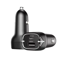 Produk Tren 2026 5V 3A Lampu LED Dual Usb Type c Port 38W PD20W QC3.0 18W Pengisi Daya Mobil Pengisi Daya Cepat Pengisi Daya Ponsel