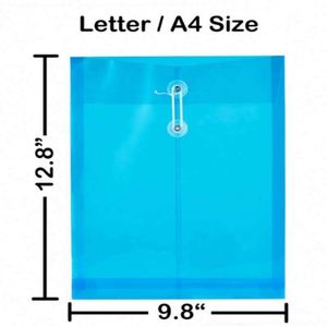 Porte-documents en plastique avec fermeture à bouton et cordon, grande enveloppe pour livrets, couleurs primaires assorties, lot de 6 - Product Image 3