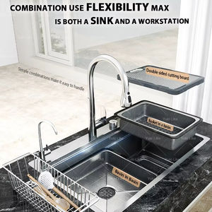 2025 nouvel <span class=keywords><strong>évier</strong></span> de cuisine 80x48cm argent brossé 304 acier inoxydable grand <span class=keywords><strong>évier</strong></span> unique avec drain de plateau de laitier pour cuisine domestique - Product Image 3