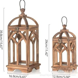 Wooden Candle Lantern <b>Set</b> <b>Square</b> Modern Simple Home Decoration Tabletop Lighting - Product Image 4