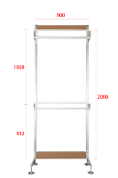 Étagère flottante multifonctionnelle minimaliste blanche sur pied, série FreeFrame, en acier, pour salon, vêtements, aliments