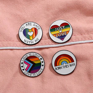 Pin Enamel Pelangi LGBTQ+ Kustom dari Produsen YINI - 4 Buah Lencana Slogan Inspiratif (Cinta Adalah Cinta, Lahir Dengan Cara Ini) - Product Image 2