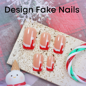 Ensemble de <span class=keywords><strong>faux</strong></span> ongles complets de luxe et tendance, style chapeau de Noël français, en ABS, 24 pièces pour les doigts - Product Image 4