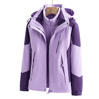 Veste bomber coupe-vent à capuche pour couples, homme et femme, doublée en polaire, ensemble 3-en-1 détachable en deux pièces, randonnée hivernale