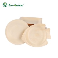 Assiette jetable biodégradable en bois naturel, en pulpe organique, pour restaurants et événements
