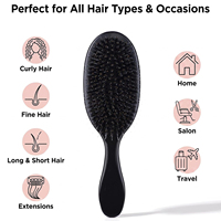 Brosse démêlante personnalisée avec logo pour cheveux bouclés fins, anti-frisottis, à poils de sanglier et nylon, pour femmes