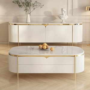 Leicht Luxuriöser Konsolenschrank, Minimalistischer Steinplatten-Esszimmer-Sideboard für Wohnzimmer und TV-Schrank - Product Image 4